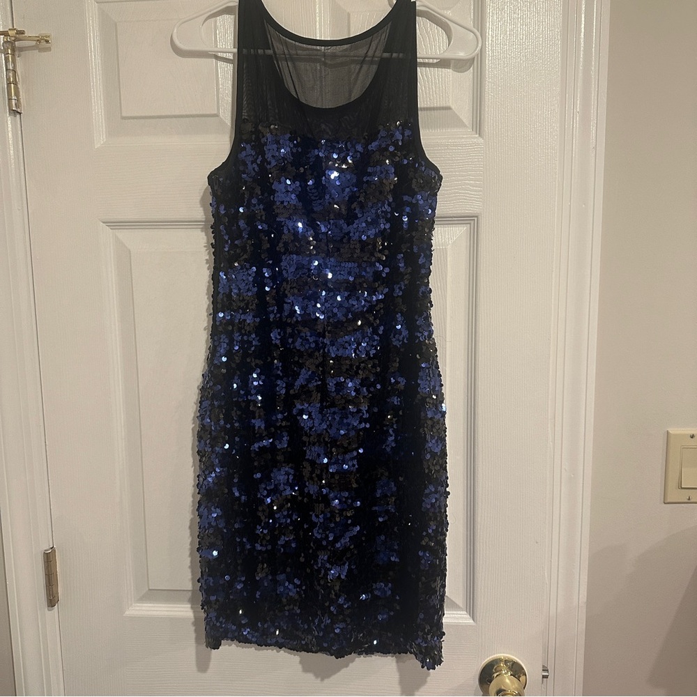 Blue/black sequined flapper dress
